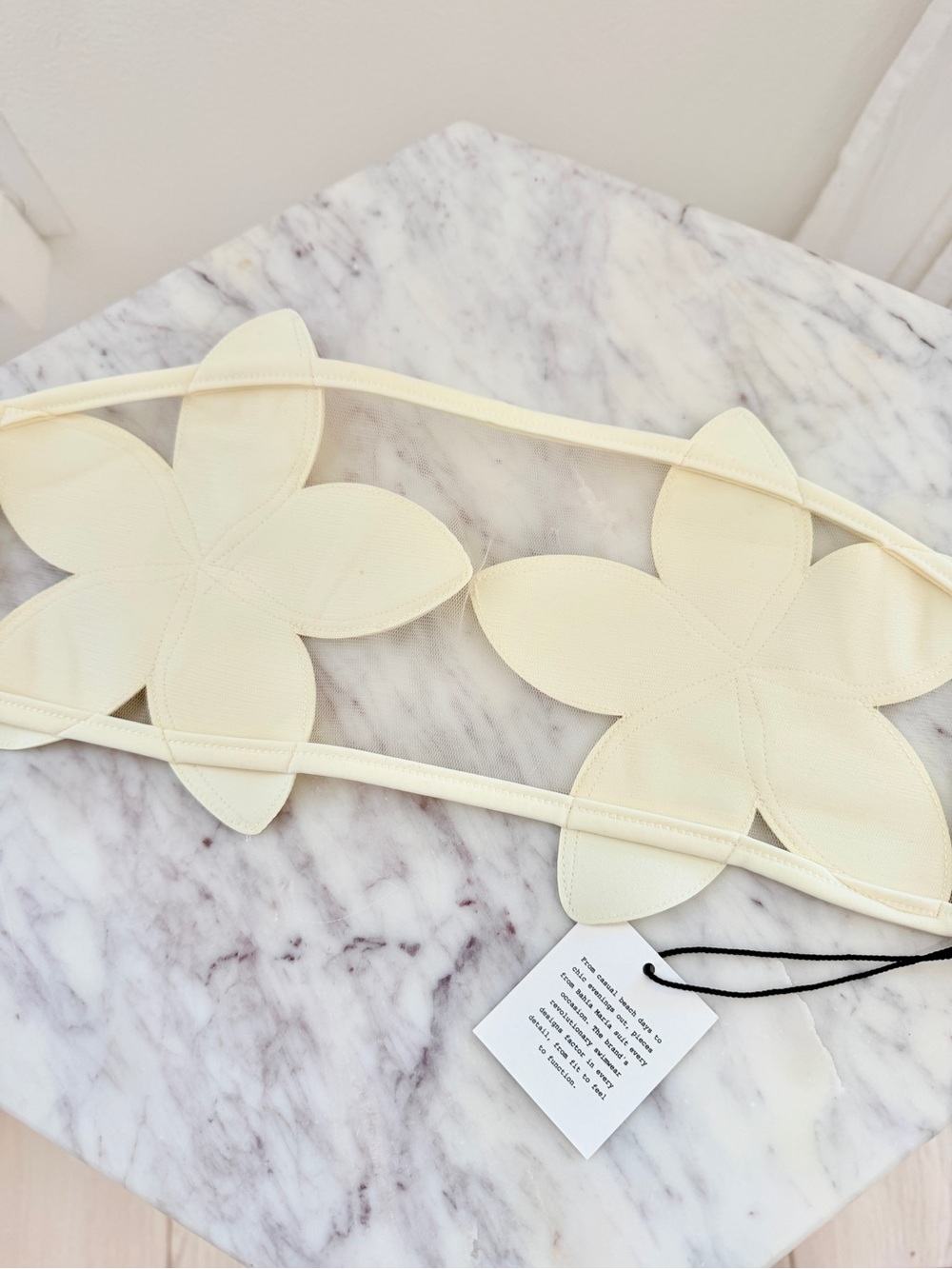 🌺 BAHIA MARIA x Anthropologie Plumeria Bikini Top Ivory White Mesh Illusion S - Picture 5 of 14